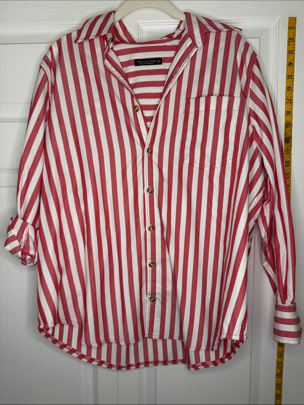 Everyday Stripe Button-Down Shirt in Red & White
